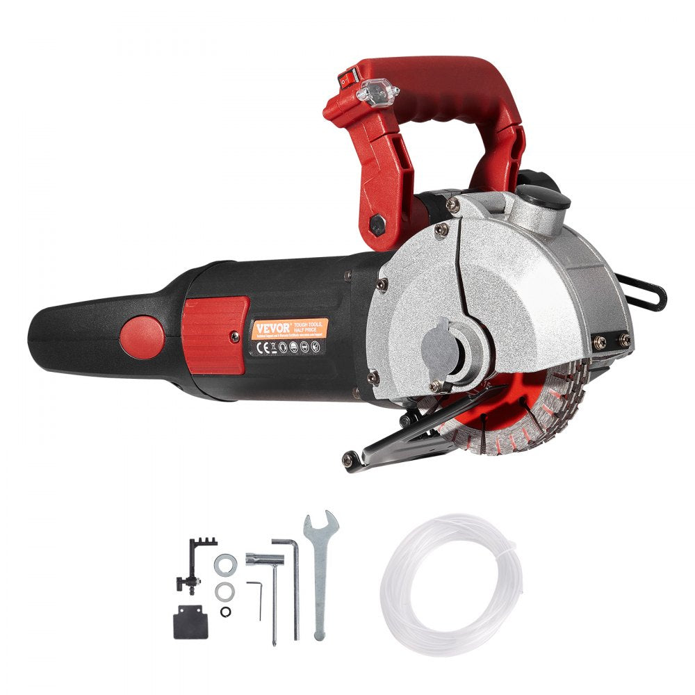 VEVOR Wall Chaser, 2500W 38 mm Cutting Width,Wall Groove Cutting Machine 34MM Cutting Depth,Wall Slotting Machine With 5 Saw Blades 4.5" Diameter 6300r/Min,One-time Forming Dustless