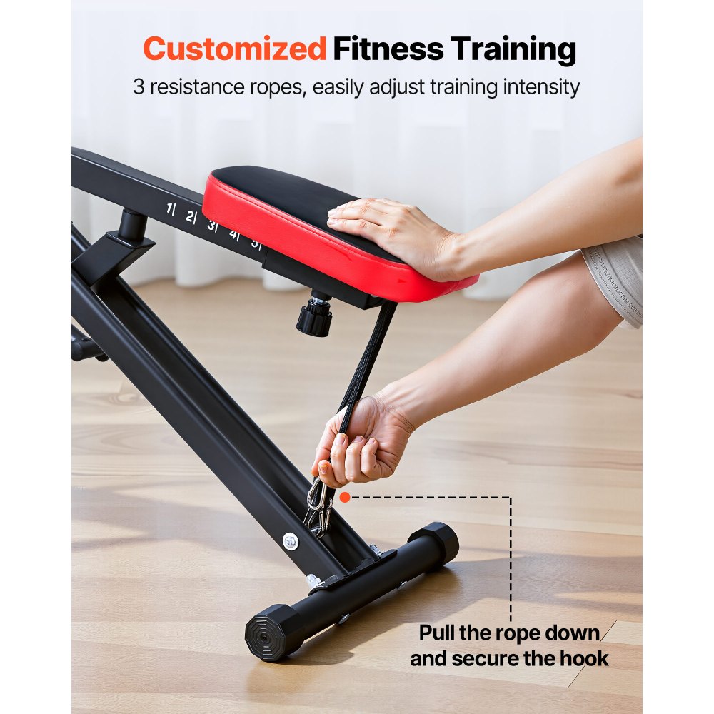VEVOR Squat Machine, Deep Squat Rowing Machine for Home, Easy Setup & Foldable Exercise Equipment, Glute Trainer Machine with 3 High-Strength Resistance Bands, Glutes & Leg Home Workout Machine, Black
