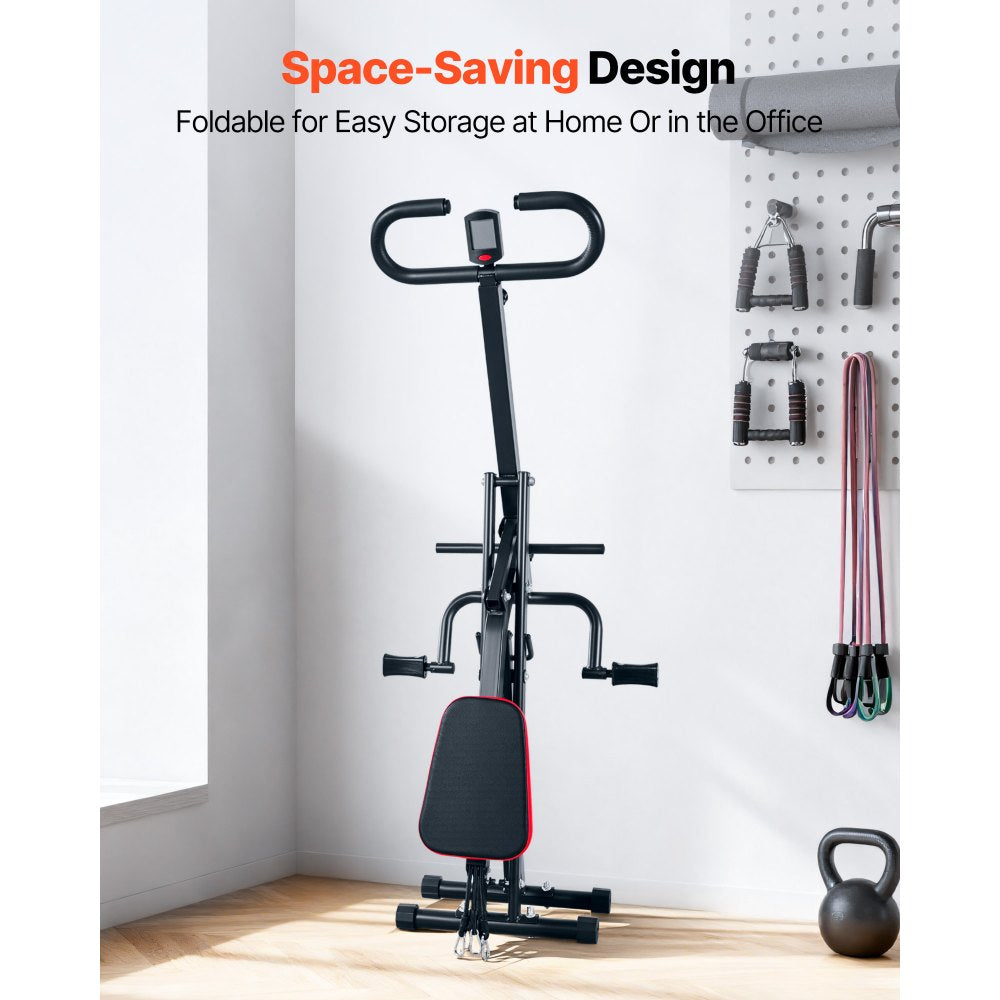 VEVOR Squat Machine, Deep Squat Rowing Machine for Home, Easy Setup & Foldable Exercise Equipment, Glute Trainer Machine with 3 High-Strength Resistance Bands, Glutes & Leg Home Workout Machine, Black
