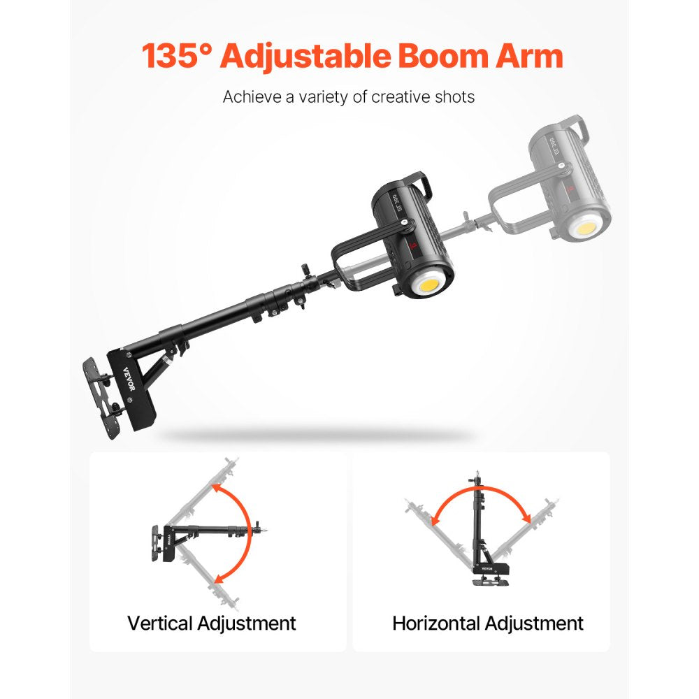 VEVOR Ring Light Wall Mount Boom Arm, 39.37 in/100 cm, Triangle Boom Arm Support 180° Rotation, Heavy Duty Wall Stand Tirpod Support, for Studio Video Light, Monolight, Photography, Softbox, Reflector