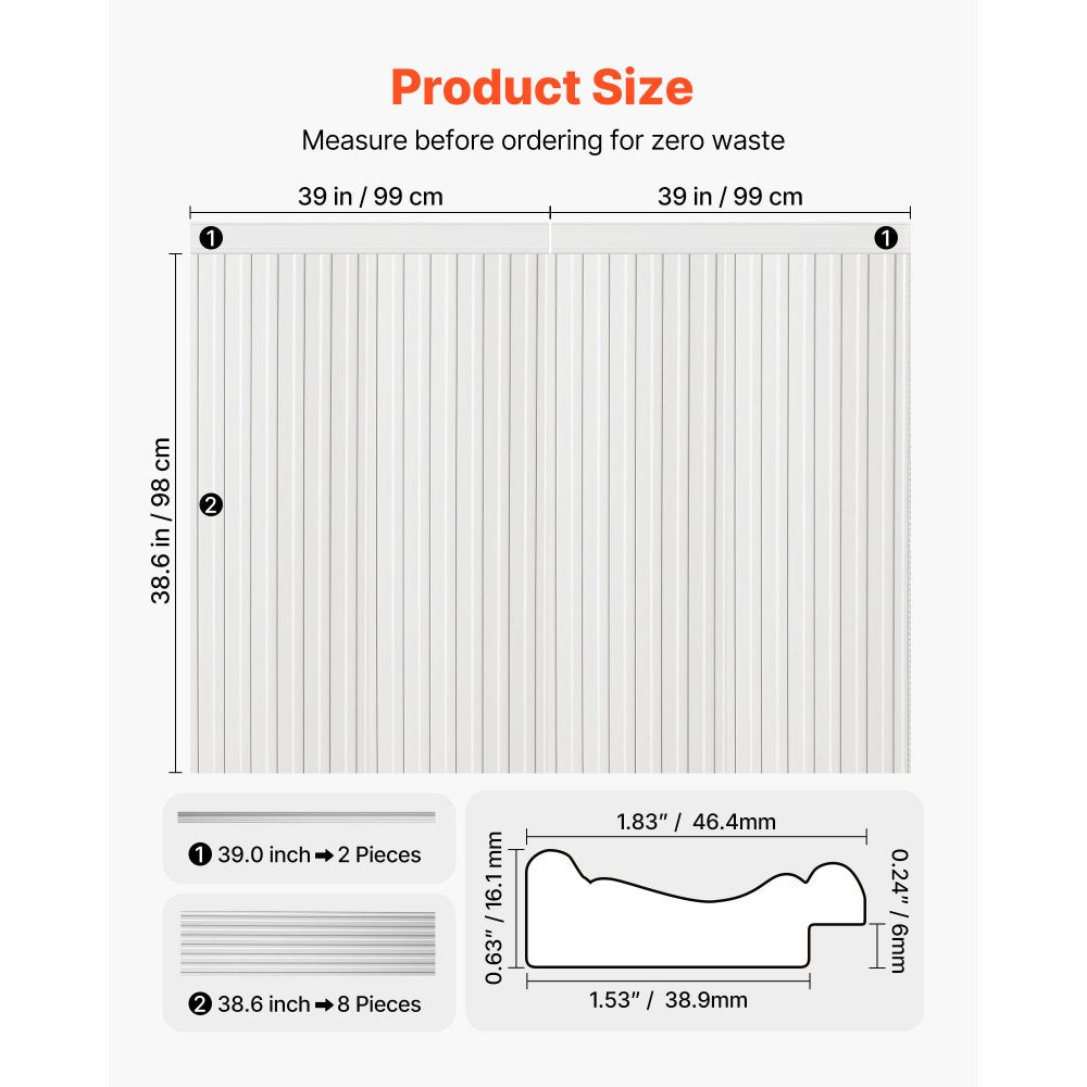 VEVOR Wall Molding Kit, Wainscoting Panels, Lightweight Paintable Polystyrene, Easy to Install,  Wide & Narrow Accent Wall Trim for Interior Décor Living Room, Bedroom, White (77.5 x 38.6 in )