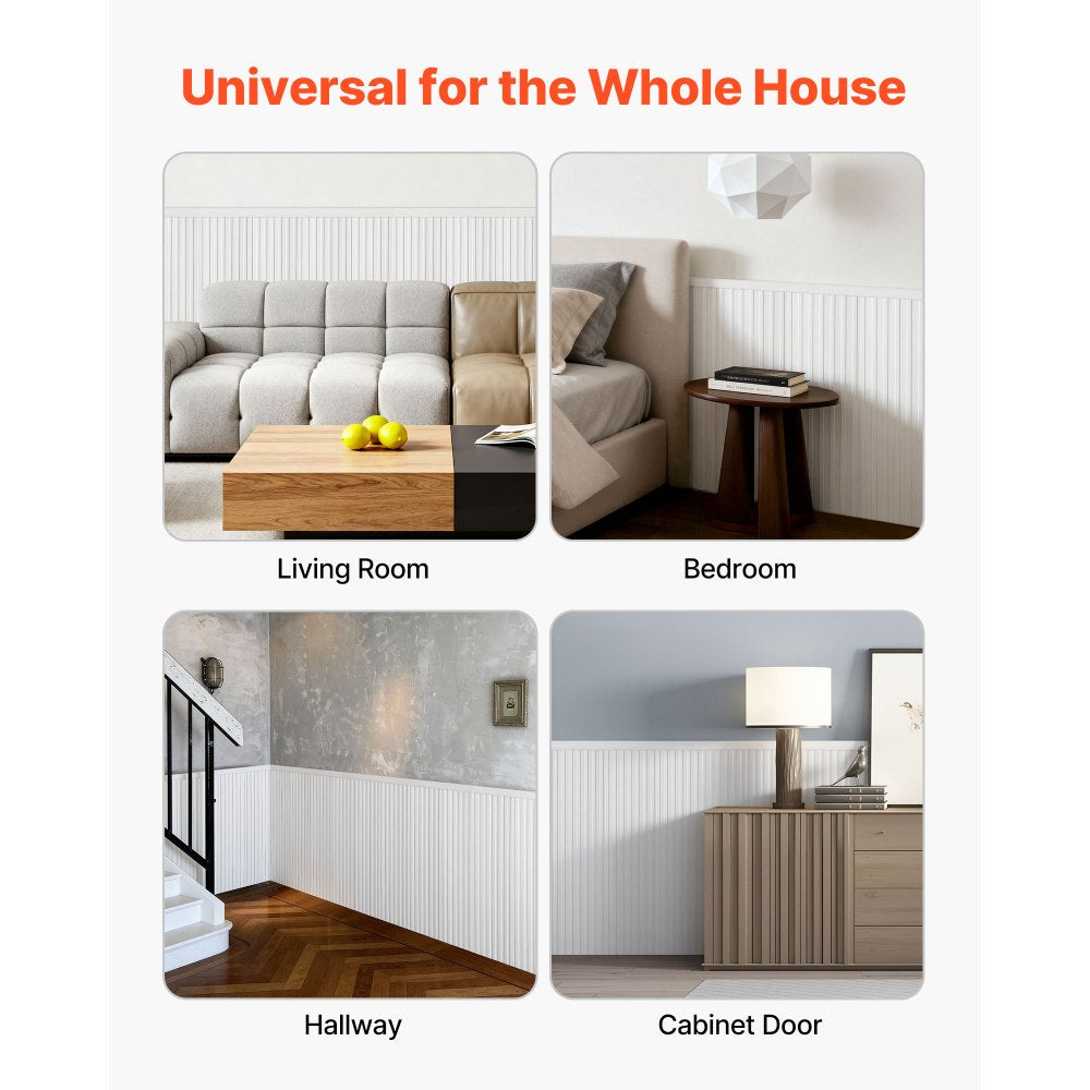 VEVOR Wall Molding Kit, Wainscoting Panels, Lightweight Paintable Polystyrene, Easy to Install,  Wide & Narrow Accent Wall Trim for Interior Décor Living Room, Bedroom, White (77.5 x 38.6 in )