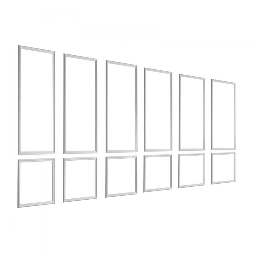 VEVOR Wall Molding 6 Pack, Wainscoting Panels Kit, Lightweight Paintable Polystyrene, Easy to Install, Waterproof Accent Wall Trim for Interior Décor Living Room, Bedroom, White (24x54 + 24x24 in)