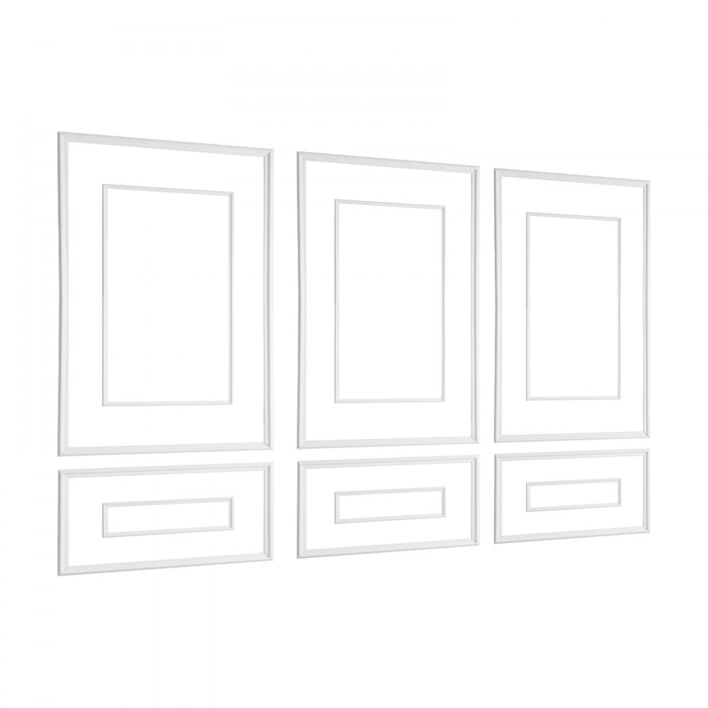 VEVOR Wall Molding 3 Pack, Wainscoting Panels Kit with Dual-Line Wide & Narrow Profile, Lightweight Paintable Polystyrene, Easy to Install Accent Wall Trim for Interior Living Room, Bedroom,White