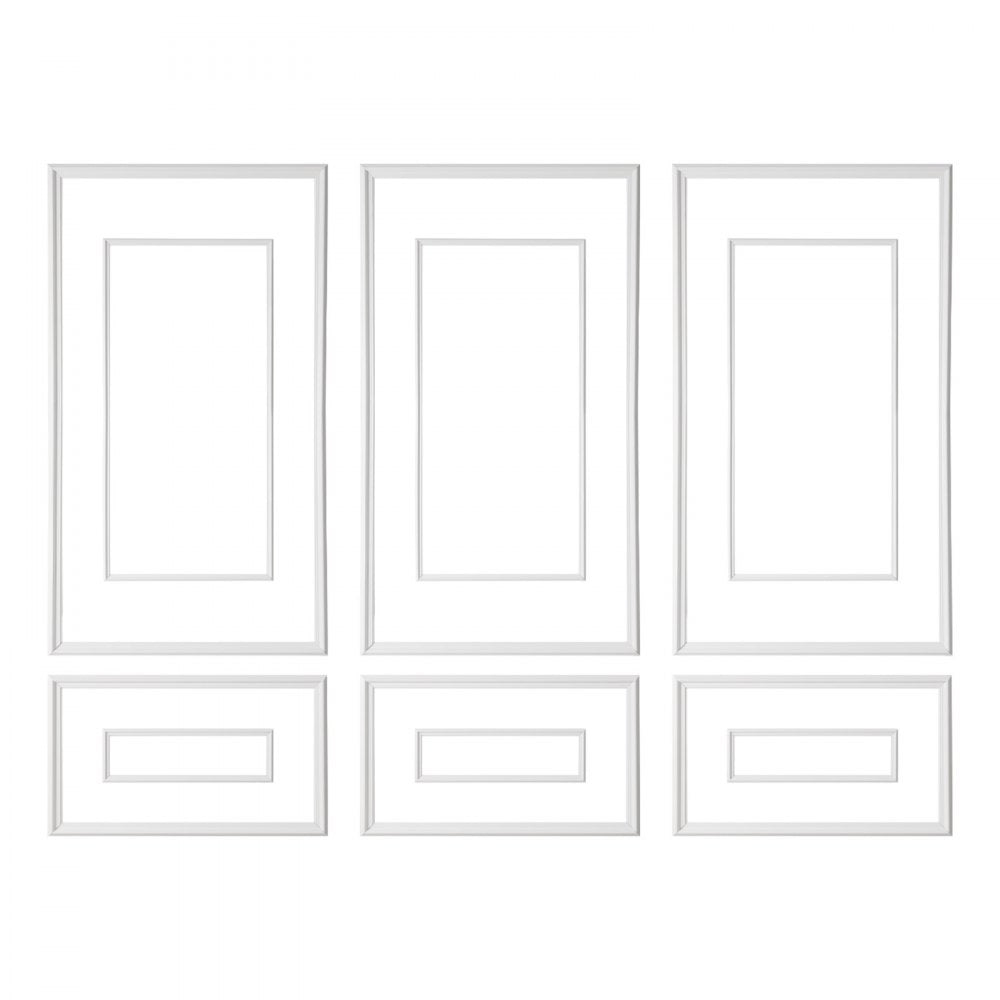 VEVOR Wall Molding 3 Pack, Wainscoting Panels Kit with Dual-Line Wide & Narrow Profile, Lightweight Paintable Polystyrene, Easy to Install Accent Wall Trim for Interior Living Room, Bedroom,White