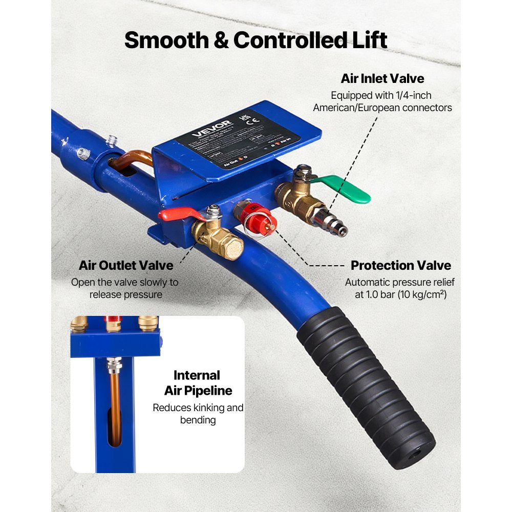 VEVOR Air Jack, 3 Ton/6613 lbs Triple Bag Air Jack, Airbag with Six Steel Pipes, Lift Up to 17.7 inch/450 mm, 1-6 s Fast Lifting Pneumatic with Long Handle & Rubber Pad for Cars, SUVs, Pickup Trucks