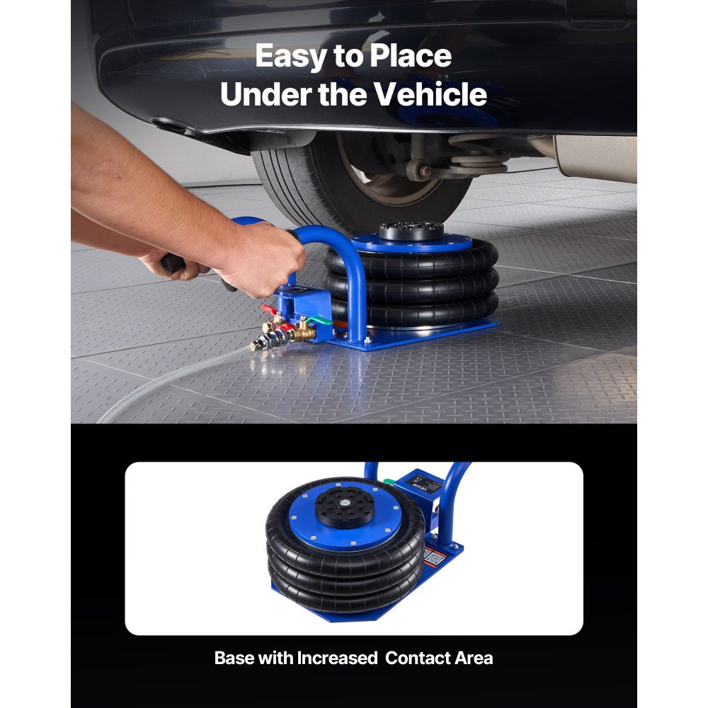 VEVOR Air Jack, 3 Ton/6613 lbs Triple Bag Air Jack, Airbag with Six Steel Pipes, Lift Up to 17.7 inch/450 mm, 1-6 s Fast Lifting Pneumatic with Short Handles for Car, SUV, Pickup Truck Repair, Garage