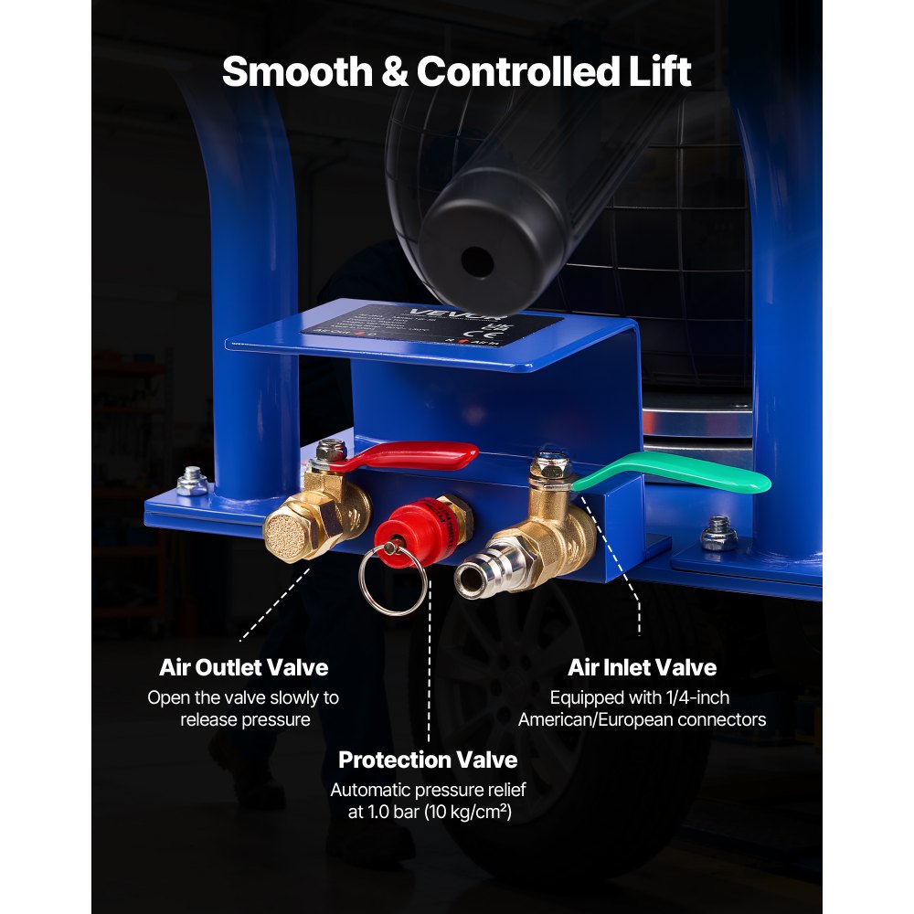 VEVOR Air Jack, 3 Ton/6613 lbs Triple Bag Air Jack, Airbag with Six Steel Pipes, Lift Up to 17.7 inch/450 mm, 1-6 s Fast Lifting Pneumatic with Short Handles for Car, SUV, Pickup Truck Repair, Garage