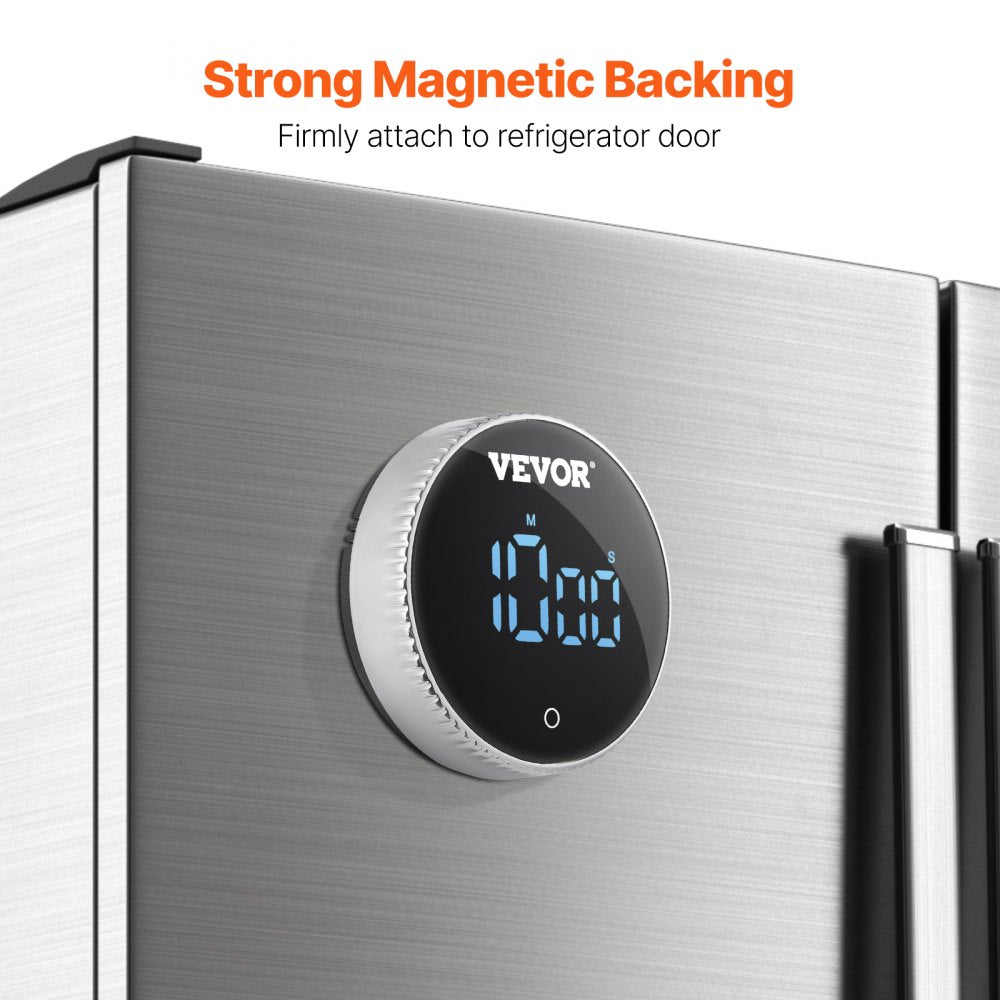 VEVOR Digital Kitchen Timer, Magnetic Countdown Countup Timer with 3-inch Large LED Display, 3 Volume Levels & 2 Lighting Modes, Digital Visual Timer Ideal for Cooking Classroom Studying Fitness