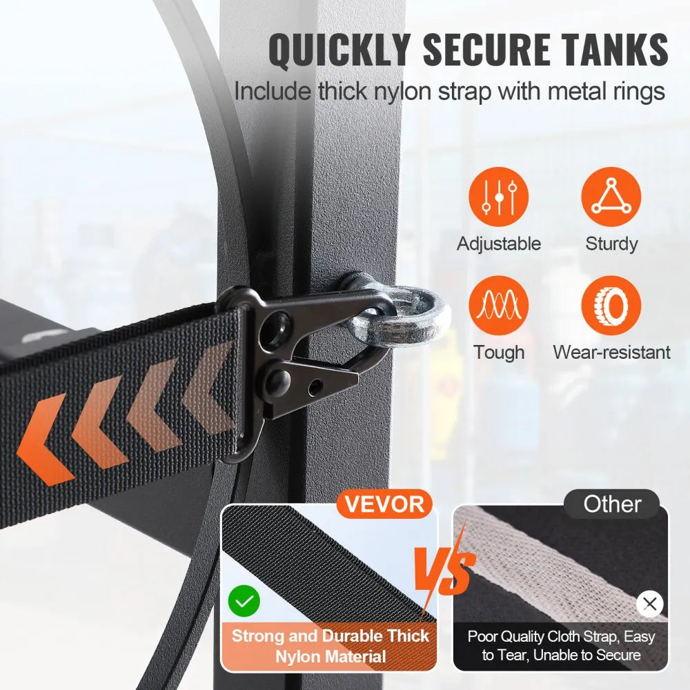 VEVOR Refrigerant Tank Rack, with 3 x 30lbs and Other 3 Small Bottle Tanks, Cylinder Tank Rack 12.79x12.99x47.12 in, Refrigerant Cylinder Rack and Holders for Freon, Gases, Oxygen, Nitrogen