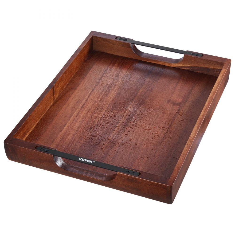 VEVOR Wood Serving Tray, Acacia Wooden Tray Board with Handles, Decorative Rustic Serving Trays Platter, Ideal for Breakfast in Bed, Lunch, Kitchen, Living Room, Ottoman, Coffee Table, Party, Couch