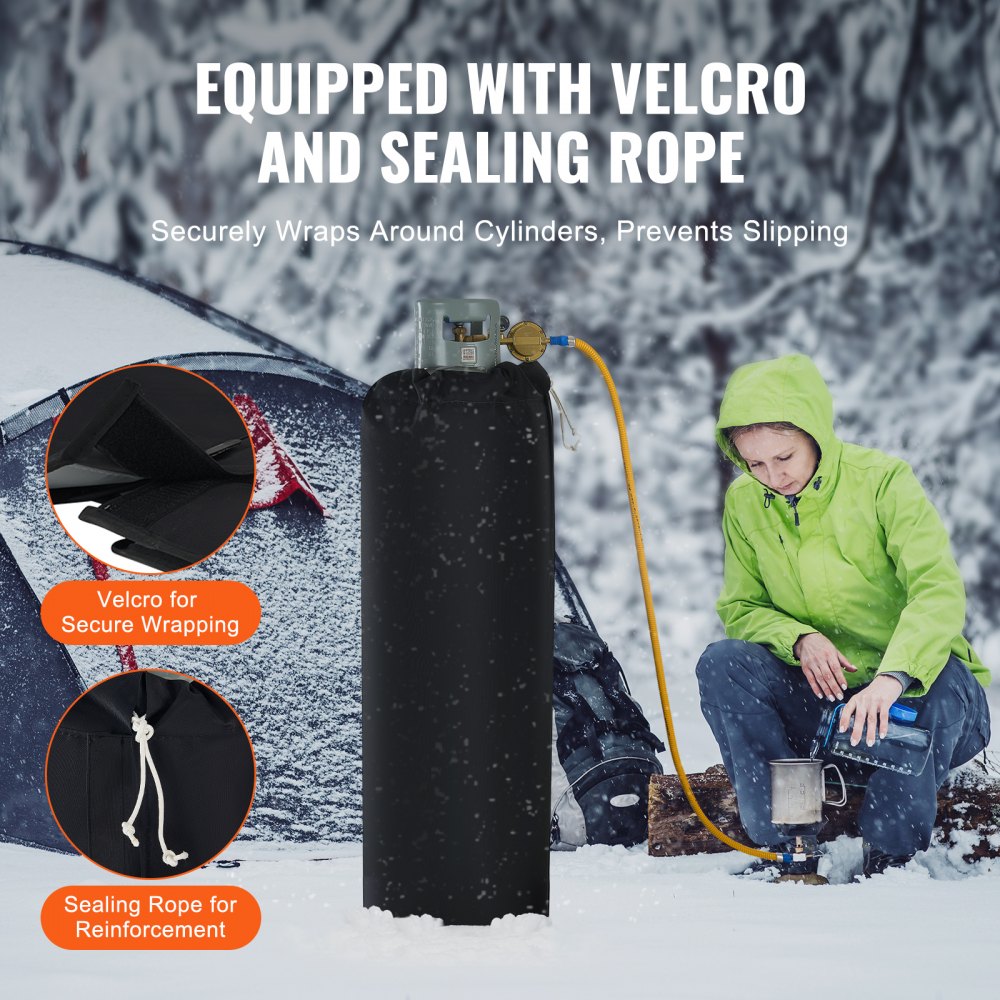 VEVOR Insulated Band Style Gas Cylinder Warmer, Fits 100 lbs Gas Tanks 280W Propane Heater, Fixed Internal Thermostat Max Temp 90 ℉, Durable Waterproof Oxford Fabric, FCC Listed