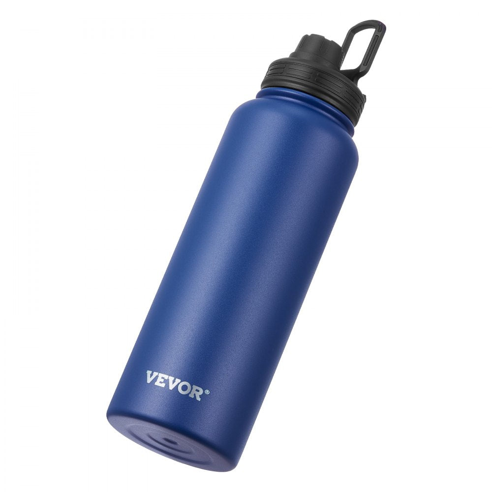 VEVOR 40 oz Insulated Water Bottle, Stainless Steel Camping & Hiking Hydration Flask with Wide Mouth Lid, Sports Coffee Cup Double Walled, Leakproof, for Indoor/Outdoor Use, FDA Listed,Blue