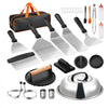 VEVOR 28PCS Griddle Accessories Kit, Flat Top Grill Accessory, Enlarged Spatula Gift Set, Stainless Steel Grilling Tools with Basting Cover, Tong, Burger Press, Carry Bag, for Outdoor BBQ Teppanyaki
