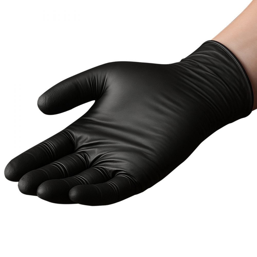 VEVOR Disposable Gloves, 4.5 Mil Black Nitrile Gloves with Textured Fingertips, Latex & Powder-Free, Food-Grade, Puncture Resistance, Ideal for Medical Exams, Cooking and Cleaning, 1000 Count, Large