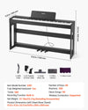 VEVOR Weighted Digital Piano - dimensions and included accessories overview