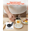 VEVOR Egg Poacher Pan, 4-Cup Poached Egg Maker, Stainless Steel Poaching Pan and Frying Skillet, with 4 Nonsitck Detachable Large Cups, Lid, and Silicone Spatula, Compatible with Induction Stovetop