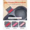 VEVOR Egg Pan, 4-Cup Nonstick Egg Frying Pan, Aluminum Breakfast Omelette Skillet for Pancakes, Hamburgers, Sandwiches, with Lid, Oil Brush, Scraper, Compatible with Gas Stove & Induction Cookware