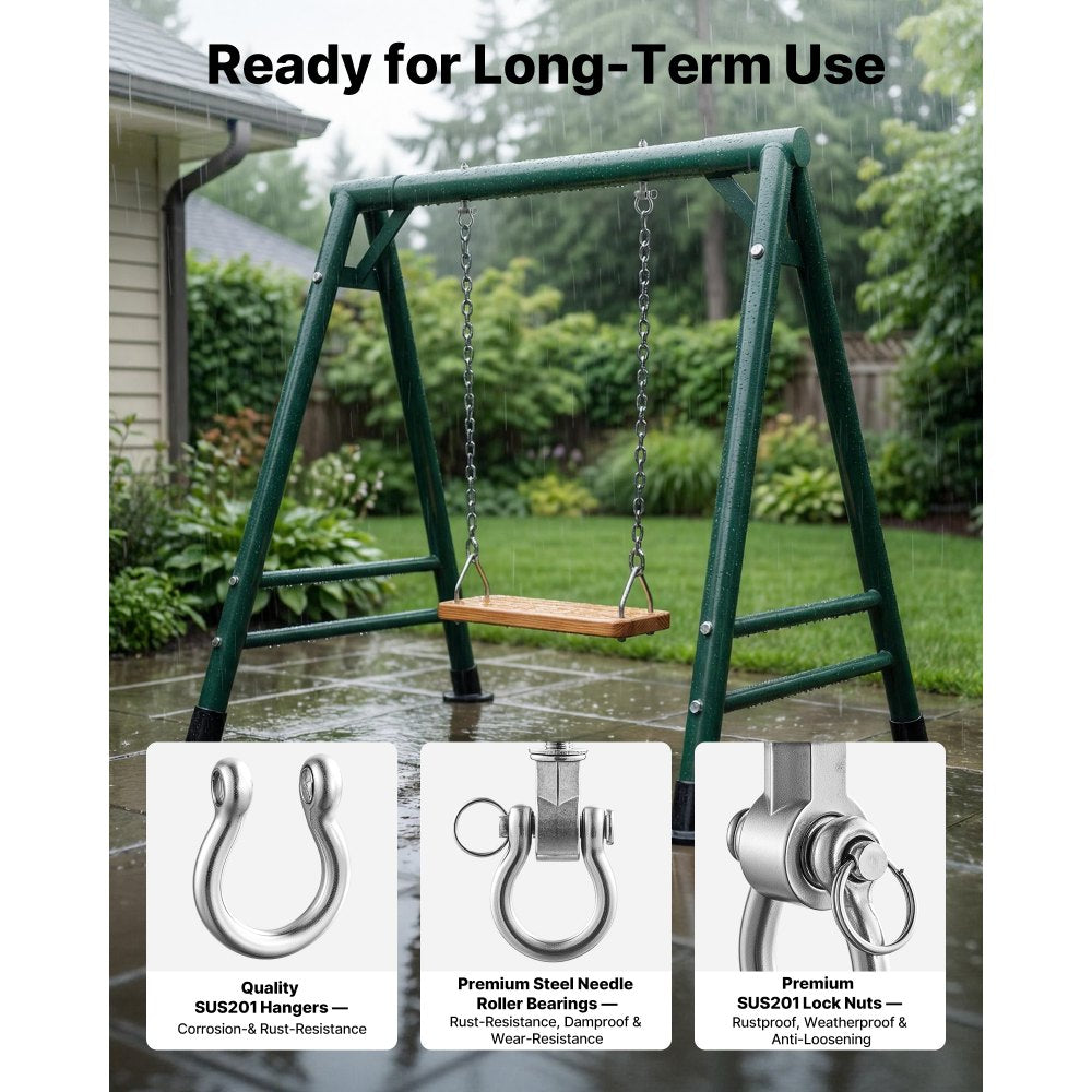 VEVOR Swing Hangers, 6 Pack Heavy Duty Swing Brackets, 850 lbs Each Load Capacity, Smooth Bearing, Stainless Steel Hangers, Ideal for Hammocks Playground Porch Yoga Boxing Bag Indoor Outdoor, Silver
