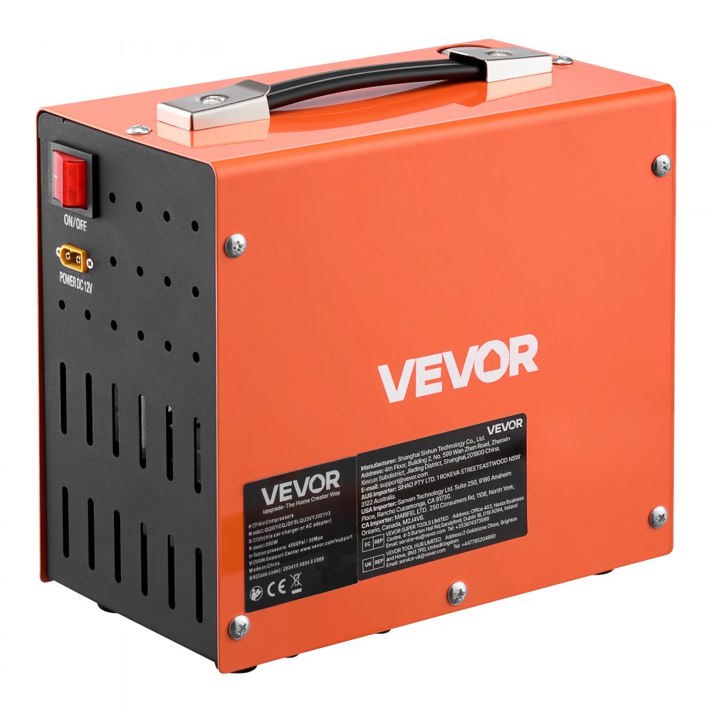 VEVOR PCP Air Compressor 4500PSI PCP Airgun Compressor & External Converter, Manual Stop 350W DC12V/AC120V Portable Paintball Tank Compressors for Air Rifle, Scuba Diving Bottle
