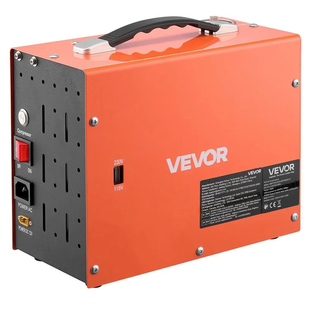 VEVOR PCP Air Compressor 4500PSI PCP Airgun Compressor & Built-in Converter, Auto Stop 350W DC12V/AC120V Portable Paintball Tank Compressors for Air Rifle, Scuba Diving Bottle