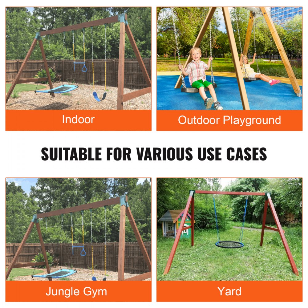 VEVOR A-Frame Middle Swing Set Brackets, Heavy Duty Carbon Steel Swing with Mounting Hardware, DIY Swing Bracket Swing Kit for 4x4  (actual 3.7" x 3.7") Legs & 4x6 (3.7" x 5.7")Beam, Green (2 Pcs)