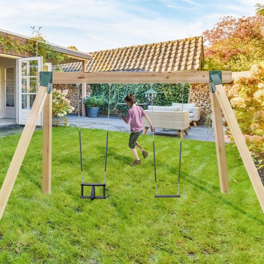 VEVOR A-Frame Middle Swing Set Brackets, Heavy Duty Carbon Steel Swing with Mounting Hardware, DIY Swing Bracket Swing Kit for 4x4  (actual 3.7" x 3.7") Legs & 4x6 (3.7" x 5.7")Beam, Green (2 Pcs)