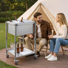 VEVOR Rolling Ice Chest Cooler Cart Stainless Steel Cooling Bin 44.8 Quart, Outdoor Stand Up Cooler Trolley with Wheels, Sliding Lid, Shelf, for Patio Backyard Party Bar Cold Drinks, 26x19.9x38.8 in