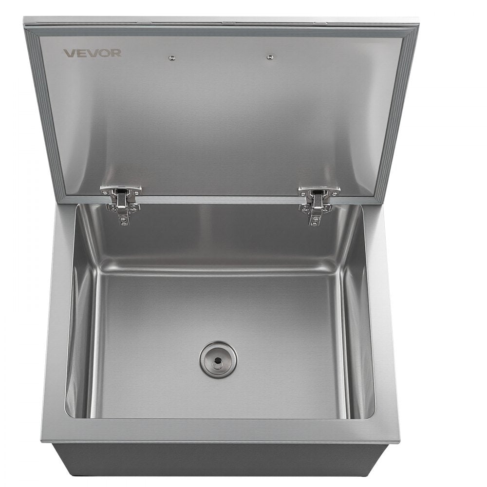 VEVOR Drop in Ice Chest, 20"L x 16"W x 13"H Stainless Steel Drop in Cooler, 44.7 Quart Commercial Ice Bin with Flip Lid for Outdoor Kitchen Patio Bar, Drain-pipe Set Included, for Cold Wine Beer