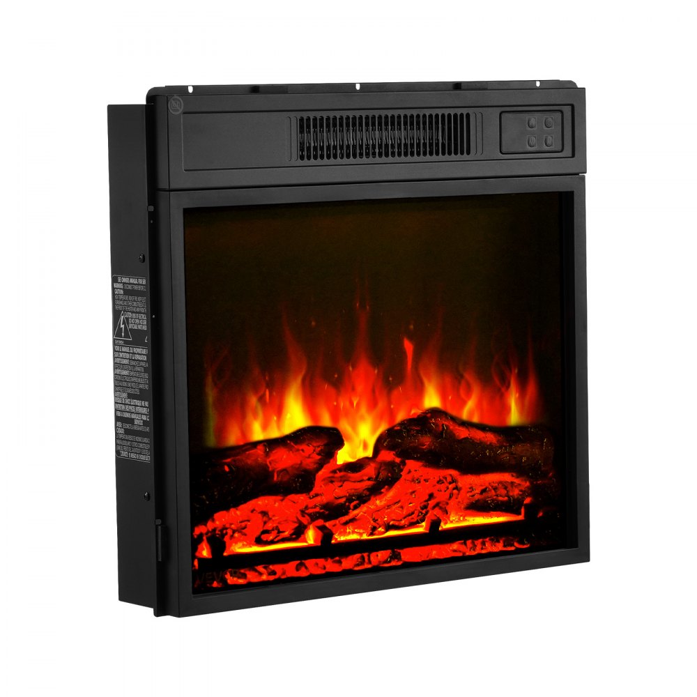 VEVOR Electric Fireplace Insert, 18 inch Recessed and Wall Mounted with Adjustable 3 Flame Brightness Levels & 24h Timer & Remote Control, Indoor Heater w/ Overheat Protection, 5000BTU Black