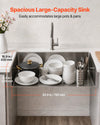VEVOR 33-inch Kitchen Undermount Single Bowl Sinks, Stainless Steel Drop-In Farmhouse Basin with Ledge & Accessories, Household Dishwasher Sinks for RV, Prep Kitchen, Laundry Room, Bar