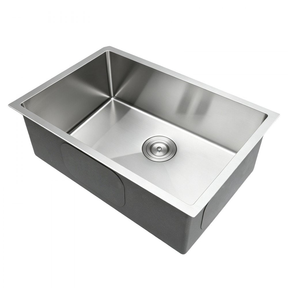VEVOR 27-inch Kitchen Undermount Single Bowl Sinks, Stainless Steel Drop-In Farmhouse Basin with Accessories, Household Dishwasher Sinks for RV, Prep Kitchen, Laundry Room, Bar