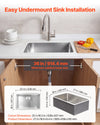 VEVOR 27-inch Kitchen Undermount Single Bowl Sinks, Stainless Steel Drop-In Farmhouse Basin with Accessories, Household Dishwasher Sinks for RV, Prep Kitchen, Laundry Room, Bar