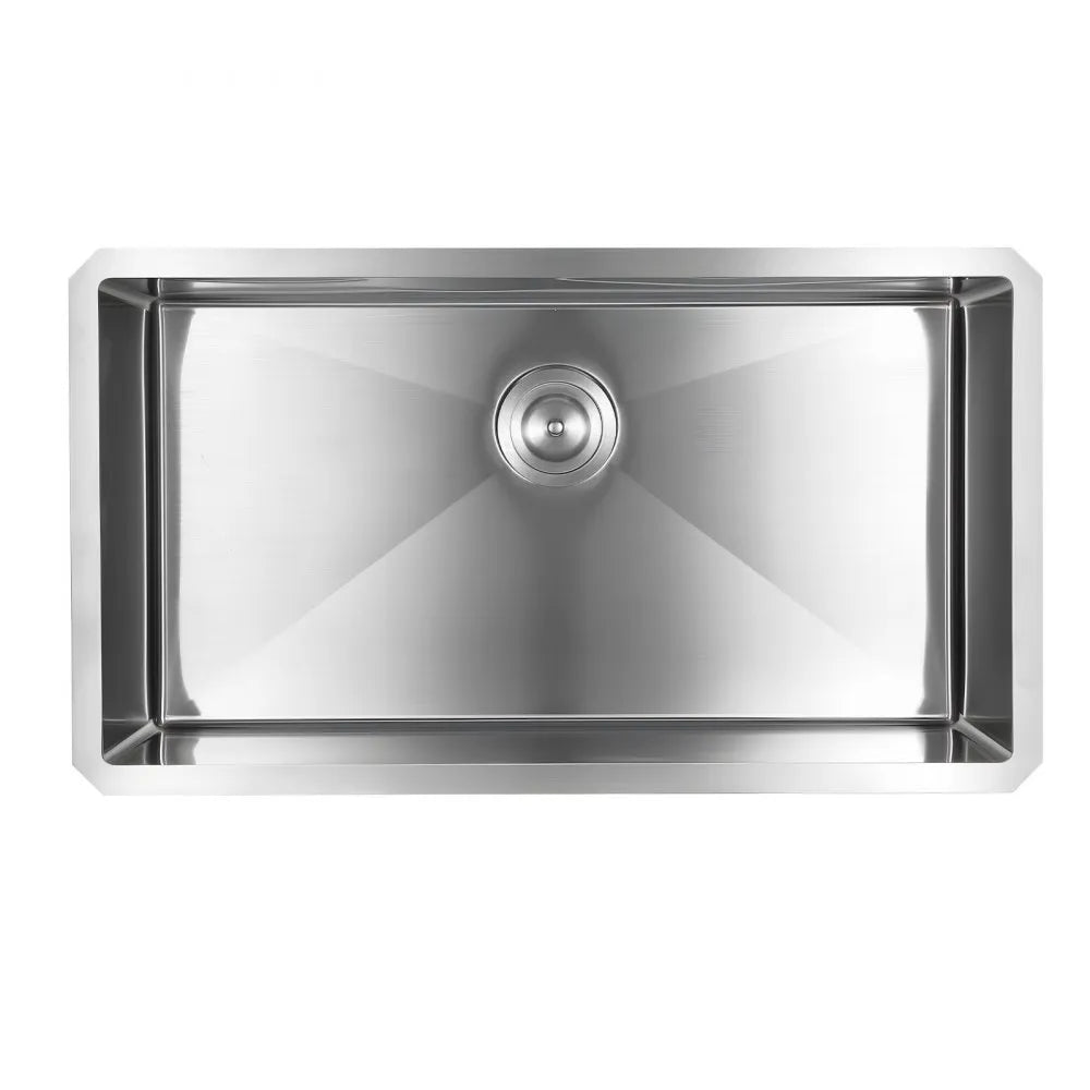 VEVOR 32-inch Kitchen Undermount Single Bowl Sinks, Stainless Steel Drop-In Farmhouse Basin with Accessories, Household Dishwasher Sinks for RV, Prep Kitchen, Laundry Room, Bar