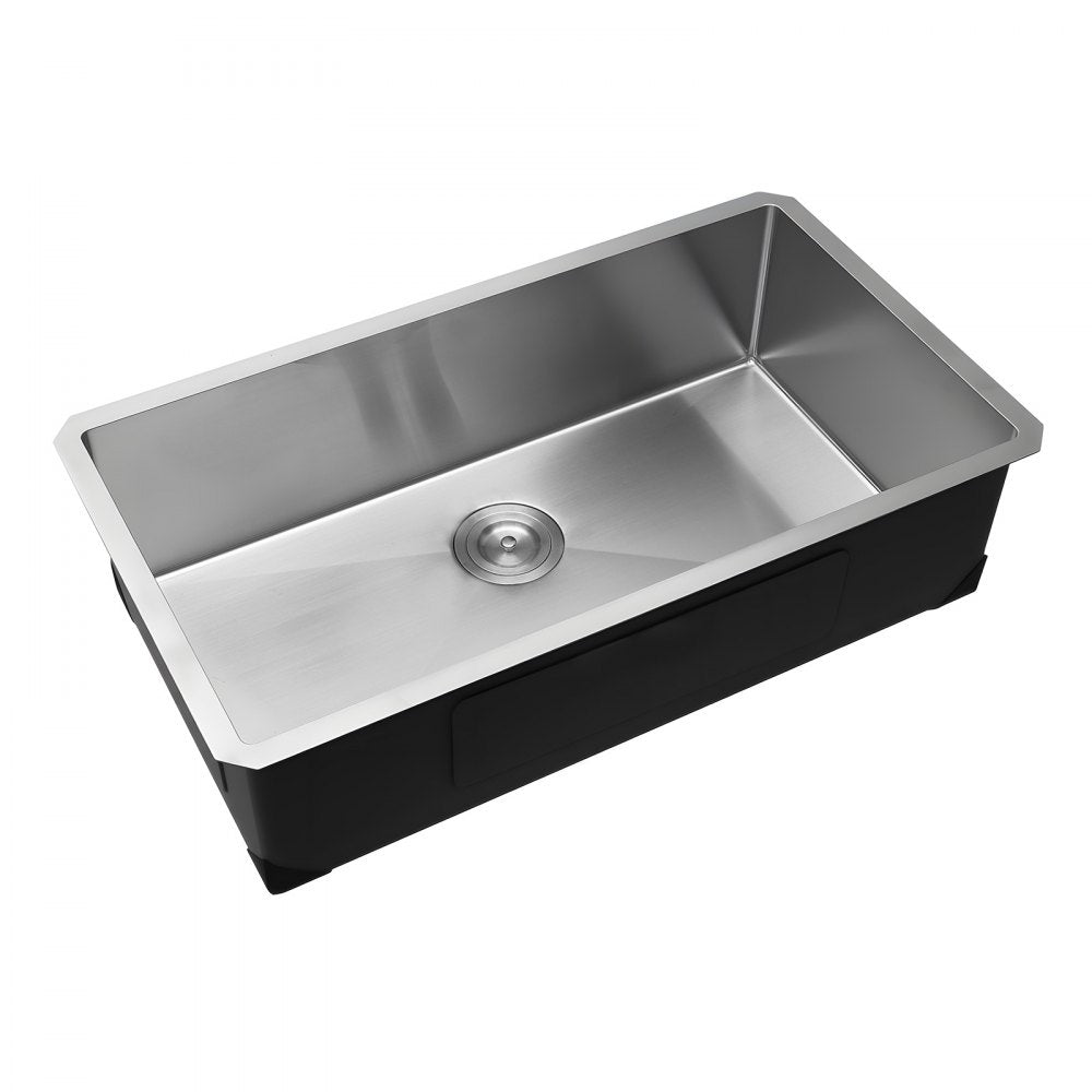 VEVOR 32-inch Kitchen Undermount Single Bowl Sinks, Stainless Steel Drop-In Farmhouse Basin with Accessories, Household Dishwasher Sinks for RV, Prep Kitchen, Laundry Room, Bar