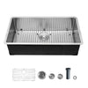 VEVOR 32-inch Kitchen Undermount Single Bowl Sinks, Stainless Steel Drop-In Farmhouse Basin with Accessories, Household Dishwasher Sinks for RV, Prep Kitchen, Laundry Room, Bar