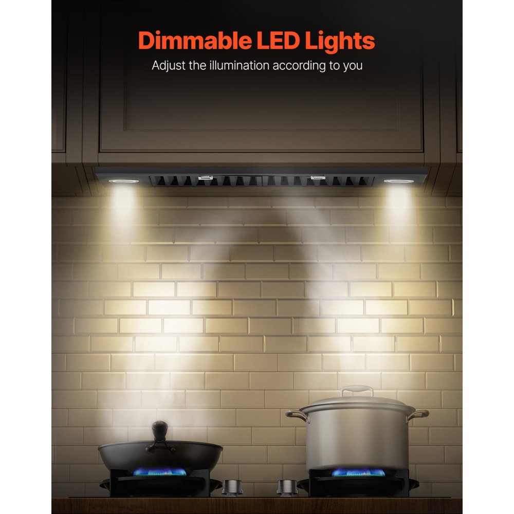 VEVOR Range Hood Insert, 30 Inch Built-in Kitchen Vent Hood, 800CFM  Steel Stove Hood, with Gesture & Touch Control, LED Light, Baffle Filters, 4-Speed Exhaust Fan, Ducted/Ductless Convertible