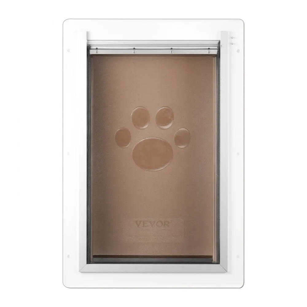 VEVOR Pet Door, 12.28" x 17.13" Metal Frame with Lock and 3-Flap System Weatherproof Doggy Door, Easy to Install in Interior or Exterior Walls, Pet Door Suitable for Cat Doggie Kitties (White-Medium)