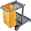 VEVOR Cleaning Cart, 3-Shelf Commercial Janitorial Cart, 200 lbs Capacity Plastic Housekeeping Cart, with 25 Gallon PVC Bag, 47" x 20" x 38.6", Yellow+Grey