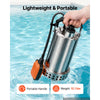 VEVOR Submersible Water Pump 1 HP 4400 GPH Sump Pump with Float Switch, Portable Water Removal, Stainless Steel Material, for Swimming Pool Draining Garden Ponds Hot Tubs Basements, IPX8 Waterproof