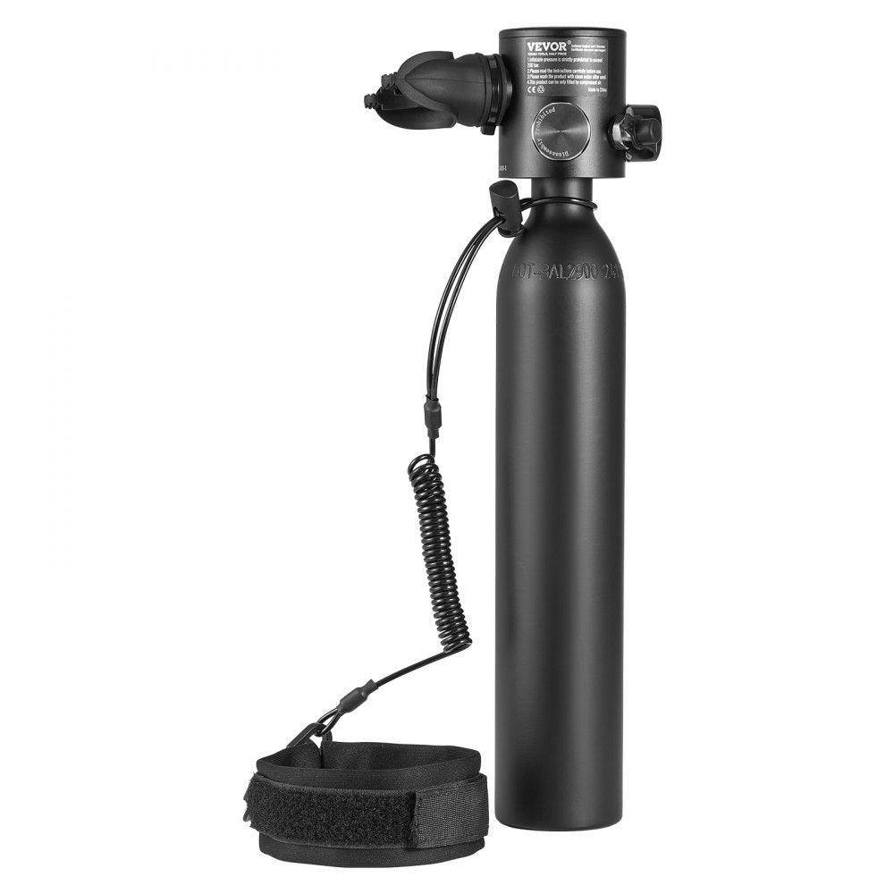 VEVOR Scuba Tank, 0.5L Portable Diving Tank, Diving Oxygen Cylinder Support 5-10 Minutes Underwater Breathing, 32.81 ft Diving Depth, Refillable Snorkel Air Tank with Pump for Underwater Exploration