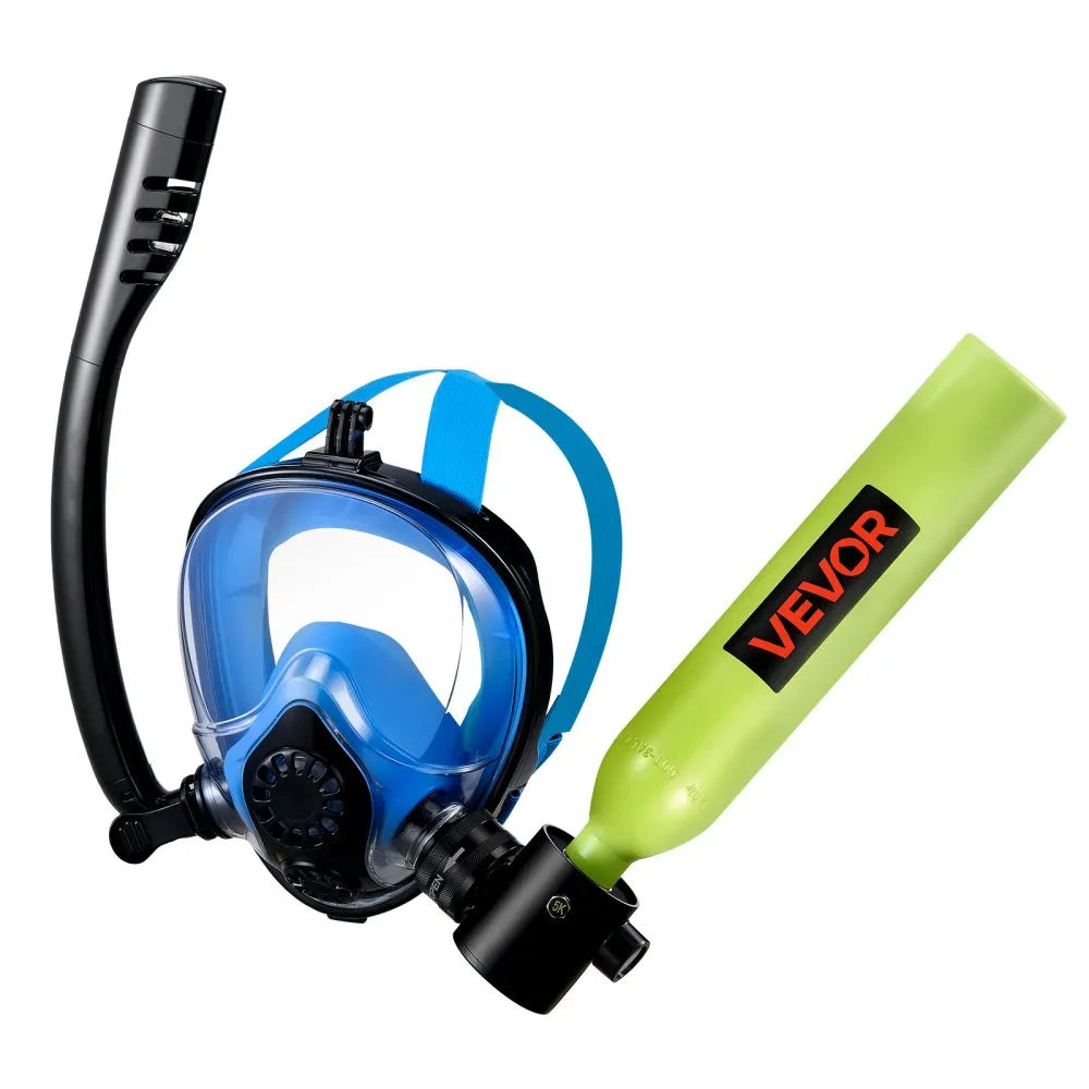 VEVOR Mini Scuba Tank with Sub-Mask, 0.5L Portable Diving Tank for Underwater Breathing, Reusable Lung Diving Cylinder up to 10 Minutes Dive Time, Emergency Rescue Pony Bottle with Pump for Snorkeling