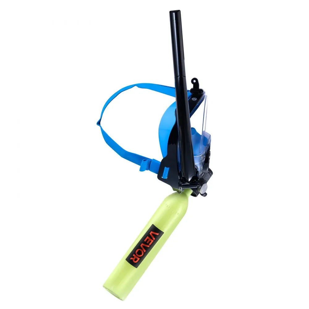 VEVOR Mini Scuba Tank with Sub-Mask, 0.5L Portable Diving Tank for Underwater Breathing, Reusable Lung Diving Cylinder up to 10 Minutes Dive Time, Emergency Rescue Pony Bottle with Pump for Snorkeling