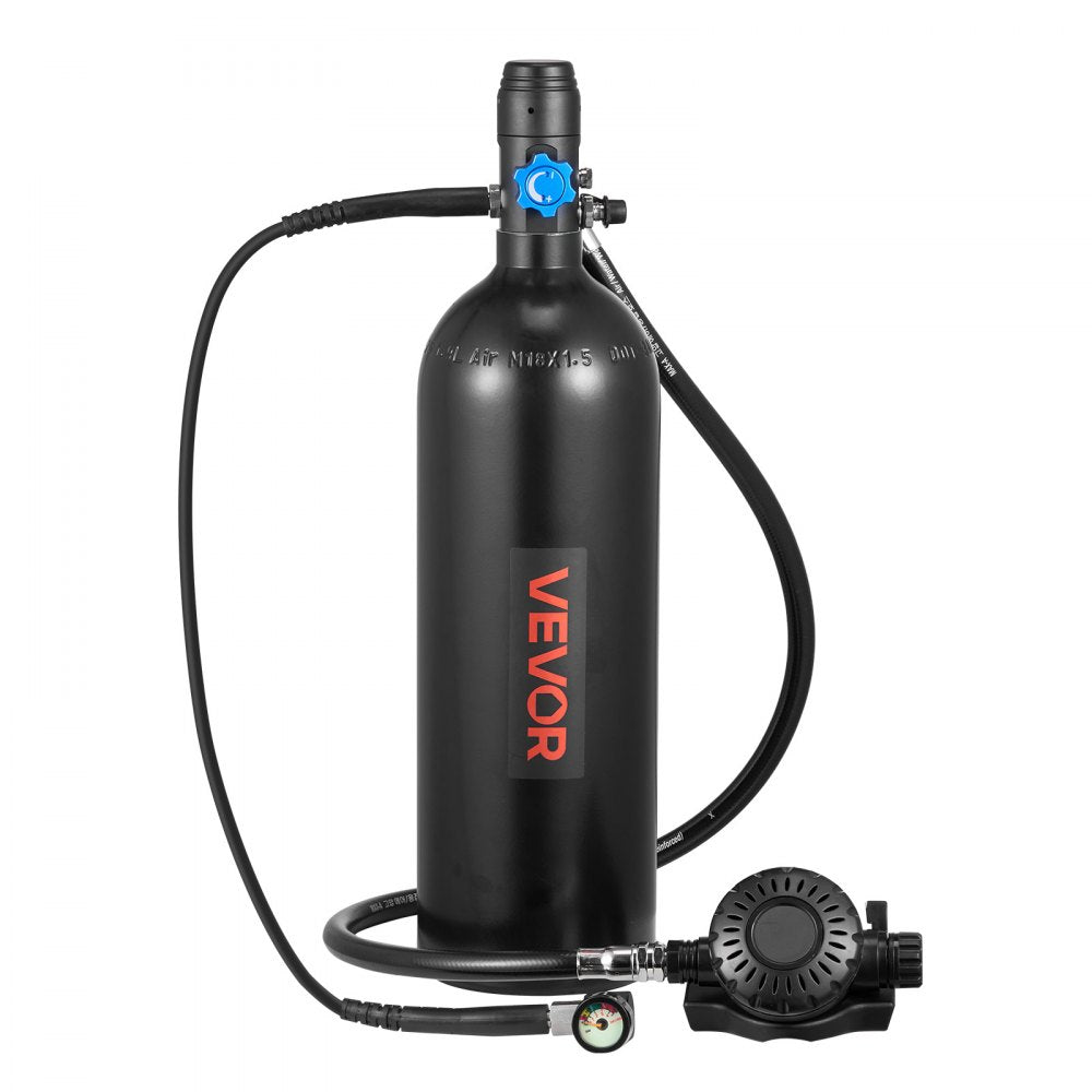 VEVOR Mini Scuba Tank, 1.9L Portable Diving Tank for Underwater Breathing, Reusable Lung Diving Cylinder up to 35 Minutes Dive Time, Emergency Rescue Pony Bottle with Backpack & Case for Snorkeling