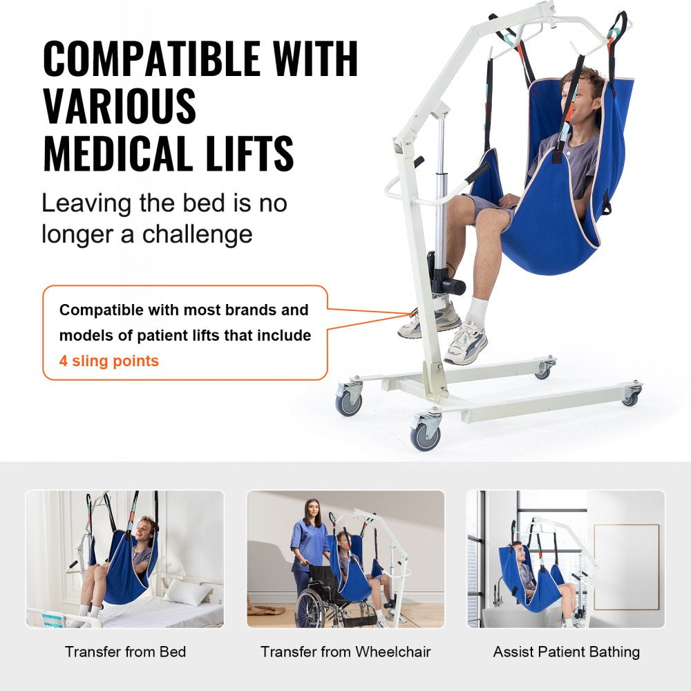 VEVOR Universal Full Body Patient Lift Sling-Extra Large, Patient Lift Medical Sling for Easy Transfer and Bathing, Polyester Patient Aid Transfer Sling for Elderly Disabled Bedridden, 600LBS Capacity
