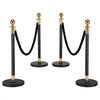 VEVOR Stanchion Post, 8 Pcs Crowd Control Barrier Set with 6 Black Velvet Ropes, Heavy Duty Stainless Steel Stanchion Post Queue with Hollow Base for Theater, Party, Wedding, Exhibition, Event (Black)
