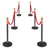 VEVOR Stanchion Post, 6 Pcs Crowd Control Barrier Set with Red Carpet, 4 Red Velvet Ropes, Stainless Steel Gold Stanchion Post Queue with Hollow Base for Theater, Party, Wedding, Exhibition (Black)