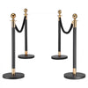 VEVOR Stanchion Post, 4 Pcs Crowd Control Barrier Set with 2 Black Velvet Ropes, Heavy Duty Stainless Steel Stanchion Post Queue with Hollow Base for Theater, Party, Wedding, Exhibition, Event (Black)
