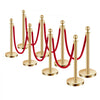 VEVOR Stanchions and Velvet Ropes 8Pcs, Hollow Base with Stainless Steel Post, 6 Red Velvet Ropes and Posts, Crowd Control Barriers Gold Stanchions, Red Carpet Runner Poles for Party Supplies