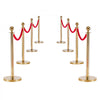 VEVOR Stanchion Post, 8 Pcs Crowd Control Barrier Set with Red Carpet, 6 Red Velvet Ropes, Stainless Steel Gold Stanchion Post Queue with Hollow Base for Theater, Party, Wedding, Exhibition (Gold)